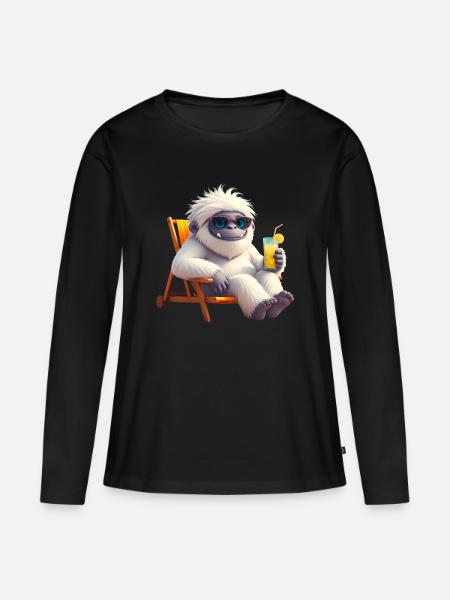 Yeti Monster in Sun Chair - Women's Premium Organic Long Sleeve Shirt - black