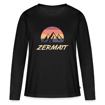 Zermatt rétro alpinisme - T-shirt manches longues Premium bio Femme - noir - Devant - Julia (174cm)