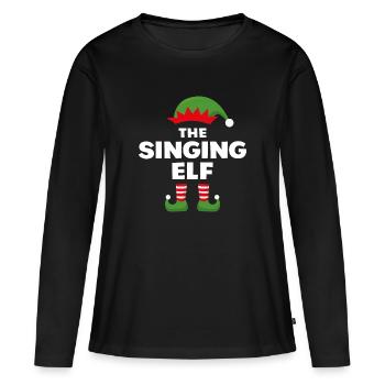 L’Elfe Chantant - T-shirt manches longues Premium bio Femme - noir - Devant - Julia (174cm)