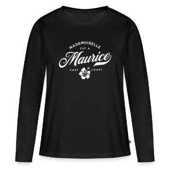 Mademoiselle est à l ile Maurice coul - T-shirt manches longues Premium bio Femme - noir - Devant - Julia (174cm)