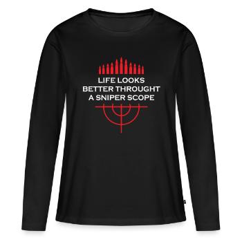 Life Looks Better Throught A Sniper Scope - Women's Premium Organic Long Sleeve Shirt - black - Front - Julia (174cm)