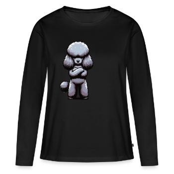 Caniche Caniche Propriétaire Caniche Amoureux Caniche Chien - T-shirt manches longues Premium bio Femme - noir - Devant - Julia (174cm)