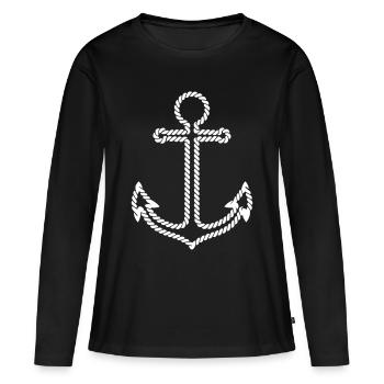 Anker Seil - Frauen Premium Bio Langarmshirt - Schwarz - Vorne - Julia (174cm)