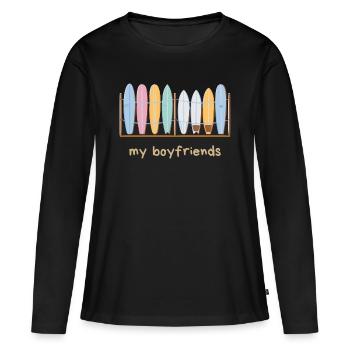 My Surfboard Boyfriends - Frauen Premium Bio Langarmshirt - Schwarz - Vorne - Julia (174cm)
