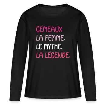 gémeaux - T-shirt manches longues Premium bio Femme - noir - Devant - Julia (174cm)