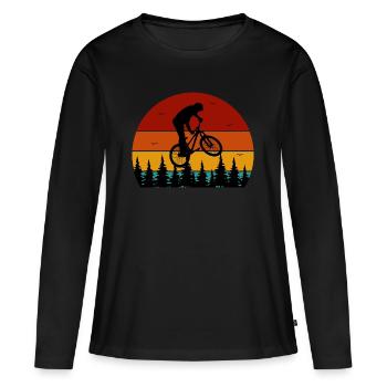 Mountainbike-Abfahrt - Frauen Premium Bio Langarmshirt - Schwarz - Vorne - Julia (174cm)
