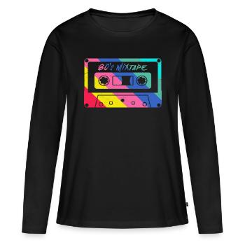 80s 90s Cassette Mixtape Retro Funny - T-shirt manches longues Premium bio Femme - noir - Devant - Julia (174cm)