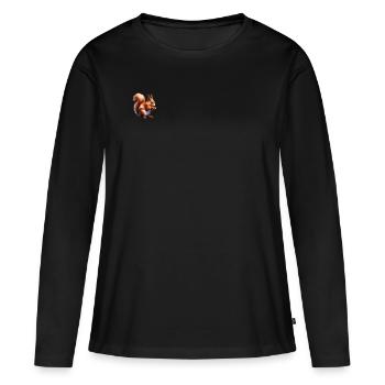 Polygone d’écureuil - T-shirt manches longues Premium bio Femme - noir - Devant - Julia (174cm)