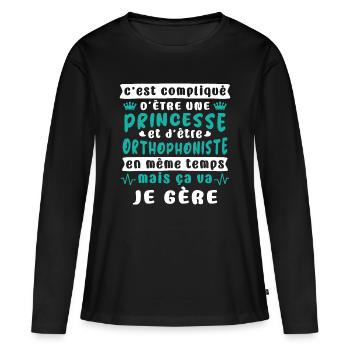 orthophonistes - T-shirt manches longues Premium bio Femme - noir - Devant - Julia (174cm)