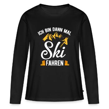 Skifahren im Skiurlaub - Frauen Premium Bio Langarmshirt - Schwarz - Vorne - Julia (174cm)