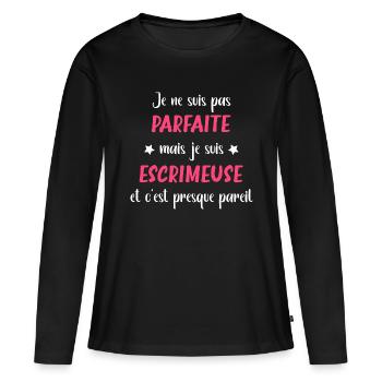 escrimeuse - T-shirt manches longues Premium bio Femme - noir - Devant - Julia (174cm)