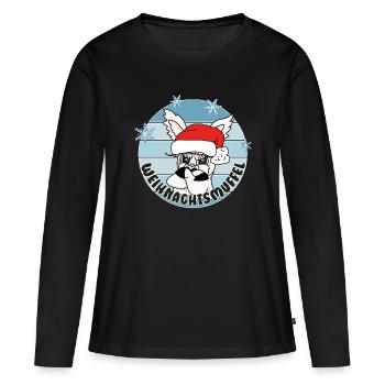 Comicstyle Alpakamotiv - Weihnachten ohne mich - Frauen Premium Bio Langarmshirt - Schwarz - Vorne - Julia (174cm)