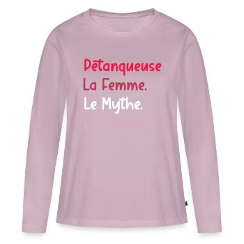 pétanqueuse - T-shirt manches longues Premium bio Femme - rose poudré - Devant - Julia (174cm)