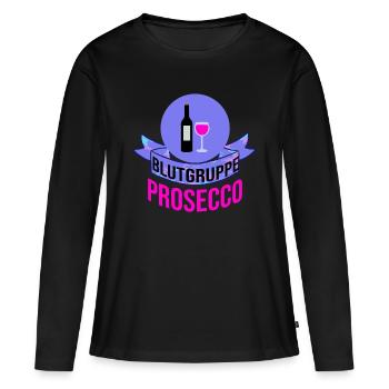 Team Prosecco, Blutgruppe Prosecco - Frauen Premium Bio Langarmshirt - Schwarz - Vorne - Julia (174cm)