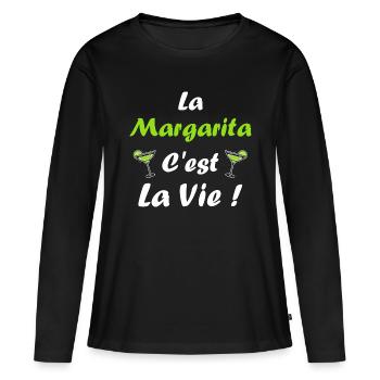Margarita - T-shirt manches longues Premium bio Femme - noir - Devant - Julia (174cm)
