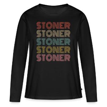 Stoner Funny Drug Stoner Gift Retro - T-shirt manches longues Premium bio Femme - noir - Devant - Julia (174cm)