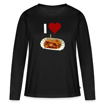 J'adore la currywurst - T-shirt manches longues Premium bio Femme - noir - Devant - Julia (174cm)