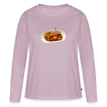 Chemise cadeau cool Currywurst Ruhrpott - T-shirt manches longues Premium bio Femme - rose poudré - Devant - Julia (174cm)