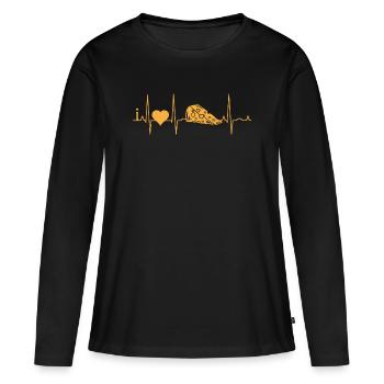 Lustige Käse Liebe Cheese Geschenk Sprüche - Frauen Premium Bio Langarmshirt - Schwarz - Vorne - Julia (174cm)
