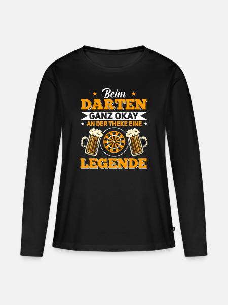 Dartspieler Design Darts Liebe Geschenk - Frauen Premium Bio Langarmshirt - Schwarz