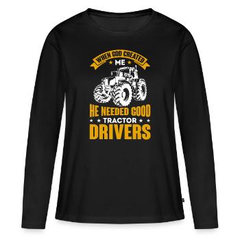 Agriculteur & agriculteurs tracteur tracteur cadeau d’amour - T-shirt manches longues Premium bio Femme - noir - Devant - Julia (174cm)