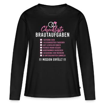 Checkliste Brautaufgaben Junggesellinnenabschied - Frauen Premium Bio Langarmshirt - Schwarz - Vorne - Julia (174cm)