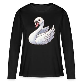 Cygne blanc comme ange céleste - T-shirt manches longues Premium bio Femme - noir - Devant - Julia (174cm)