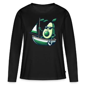 Dériveur d’été cool avec avocat - T-shirt manches longues Premium bio Femme - noir - Devant - Julia (174cm)