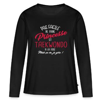 Princesse et taekwondo - T-shirt manches longues Premium bio Femme - noir - Devant - Julia (174cm)