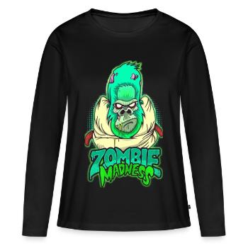 Zombie Gorilla - T-shirt manches longues Premium bio Femme - noir - Devant - Julia (174cm)
