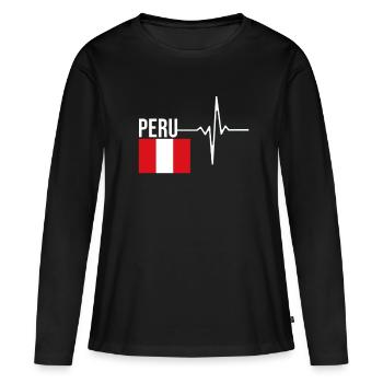 Pérou - T-shirt manches longues Premium bio Femme - noir - Devant - Julia (174cm)
