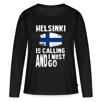 Helsinki - T-shirt manches longues Premium bio Femme - noir - Devant - Julia (174cm)