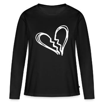 Coeur brisé - T-shirt manches longues Premium bio Femme - noir - Devant - Julia (174cm)