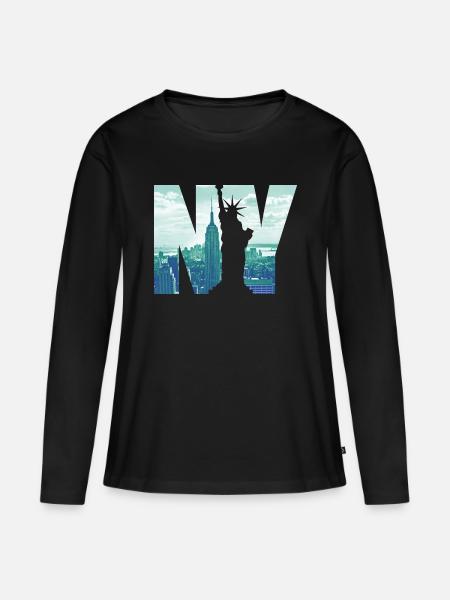New York City Liberty Graphic - Women's Premium Organic Long Sleeve Shirt - black