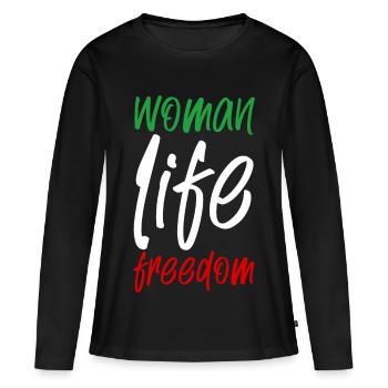 Liberté de vie de femme - T-shirt manches longues Premium bio Femme - noir - Devant - Julia (174cm)