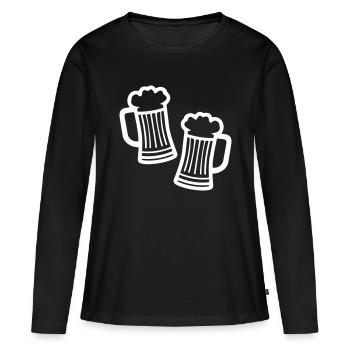 Icône de chope de bière - T-shirt manches longues Premium bio Femme - noir - Devant - Julia (174cm)