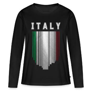 Flagge Italiens, italienischer Stolz - Frauen Premium Bio Langarmshirt - Schwarz - Vorne - Julia (174cm)