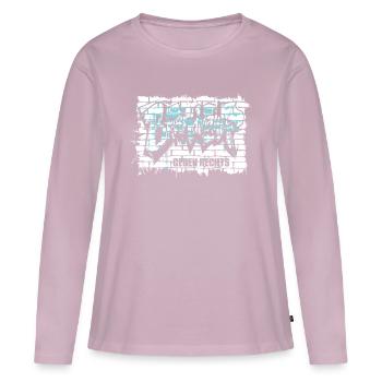 Brandmauer - Gegen Rechts, gegen Hetze - Frauen Premium Bio Langarmshirt - Altrosa - Vorne - Julia (174cm)