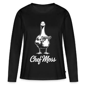Chefmoss - humorvolles Design Gans mit Pistole - Frauen Premium Bio Langarmshirt - Schwarz - Vorne - Julia (174cm)