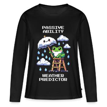 Capacité passive : Oracle météorologique | Météorologue - T-shirt manches longues Premium bio Femme - noir - Devant - Julia (174cm)