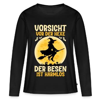 Beware of the witch The broom is harmless - Women's Premium Organic Long Sleeve Shirt - black - Front - Julia (174cm)