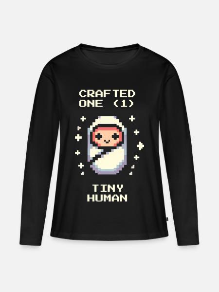 Kleinen Charakter erstellt | Gamer Baby Spruch - Frauen Premium Bio Langarmshirt - Schwarz