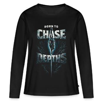Freediving Freediving Chase Depths - Women's Premium Organic Long Sleeve Shirt - black - Front - Julia (174cm)