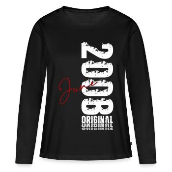 18. Geburtstag Geschenk Vintage Juni Jahrgang 2008 - Frauen Premium Bio Langarmshirt - Schwarz - Vorne - Julia (174cm)