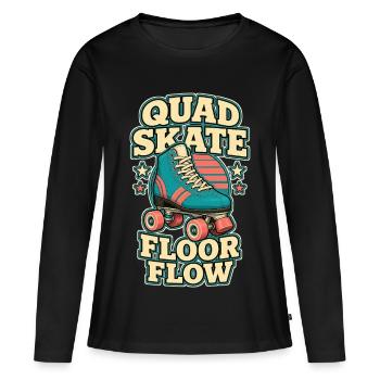 FLUX DE PLANCHER EN QUAD SKATE - T-shirt manches longues Premium bio Femme - noir - Devant - Julia (174cm)