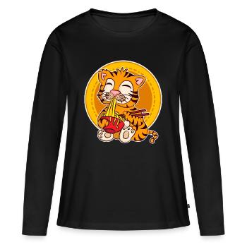 Ramen Life Motiv Tiger Motiv Shirt Ramen Noodle - Frauen Premium Bio Langarmshirt - Schwarz - Vorne - Julia (174cm)