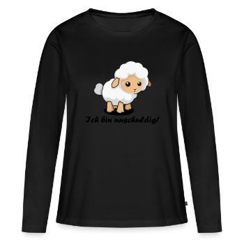 Sheep / "Je suis innocent!" - T-shirt manches longues Premium bio Femme - noir - Devant - Julia (174cm)