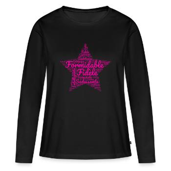 Etoile de Mots 02 - T-shirt manches longues Premium bio Femme - noir - Devant - Julia (174cm)
