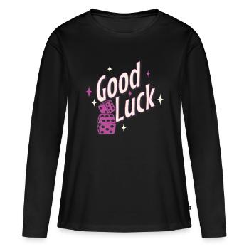 Dés chanceux bonne chance bonne chance bonne chance - T-shirt manches longues Premium bio Femme - noir - Devant - Julia (174cm)