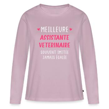 Souvent imitée Meilleure assistante vétérinaire - T-shirt manches longues Premium bio Femme - rose poudré - Devant - Julia (174cm)